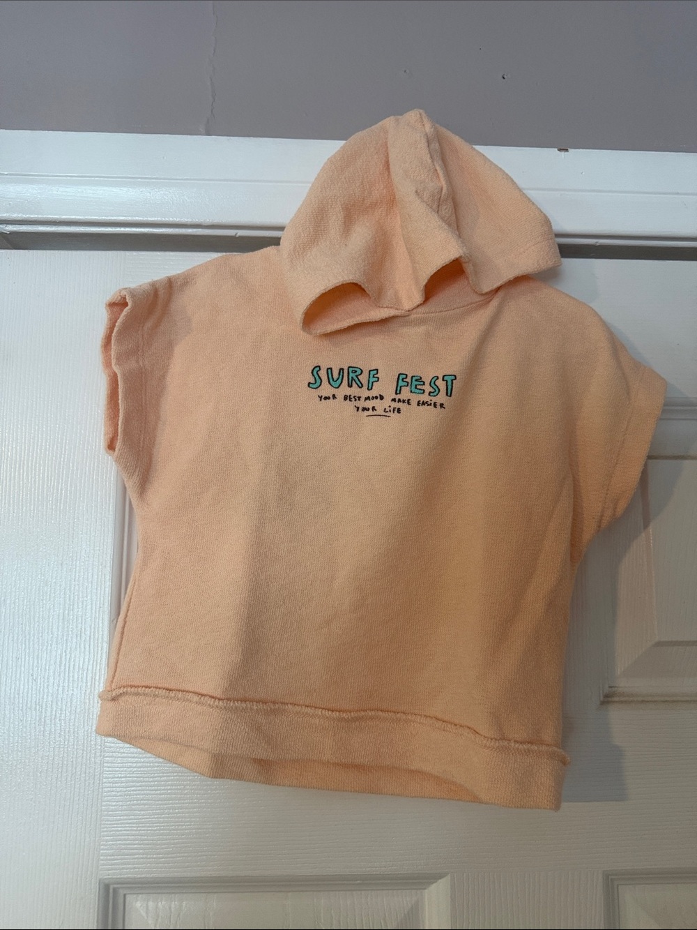 Zara Peach Hooded Kids Sweatshirt with Surf Fest Logo